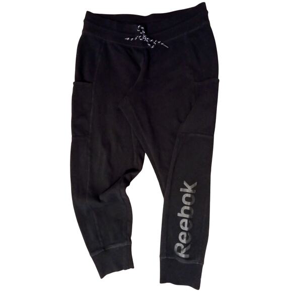 Reebok Joggers Black Athletic Training Gym Sweat Track Pants - Men's Large - Picture 1 of 6